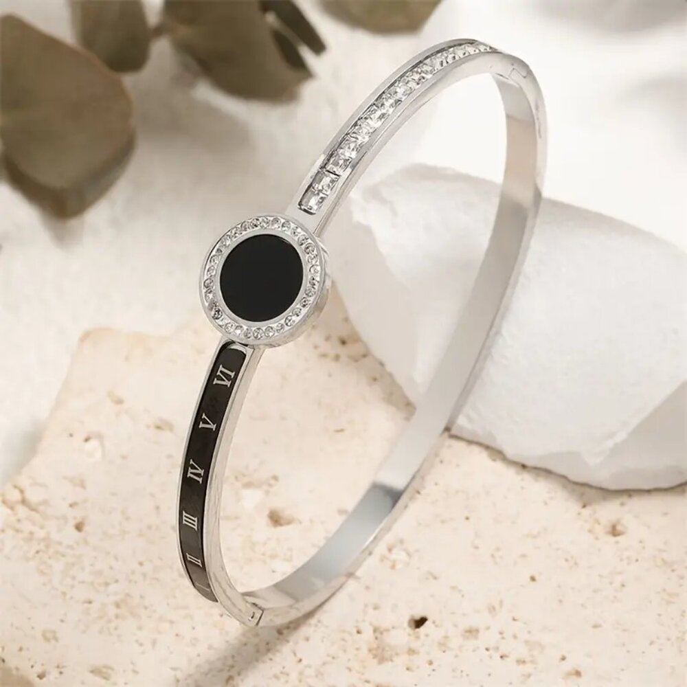 NEW! STAINLESS Roman Numeral BANGLE BRACELET